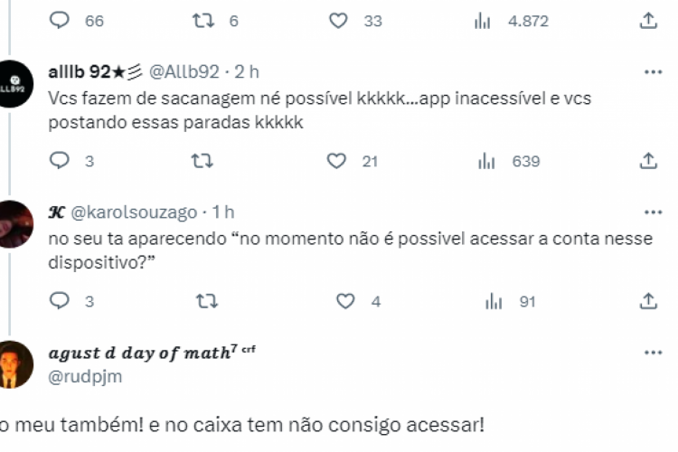 Usu&aacute;rios do Caixa Tem reclamam de app fora do ar nas redes sociais