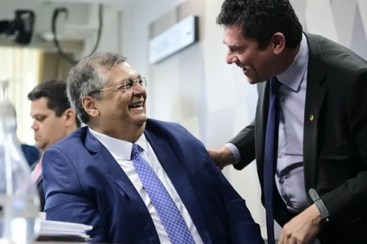 Flávio Dino e Sergio Moro durante sabatina no Senado Federal