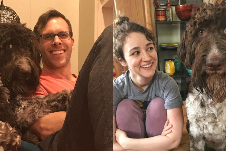 O casal Clayton e Carrie Law são tutores de Cecil, um cachorro da raça Goldendoodle que pesa quase 45 quilos.