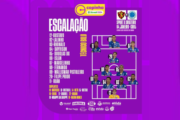 Cruzeiro-AL possui 'Mbappé da Shoppe', 'Pistoleiro' e 'Filipe Prior' na escalação. 