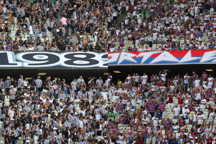 Parte das torcidas de Ceará e Fortaleza ignora recado do Castelão de proibição de cânticos homofóbicos. 