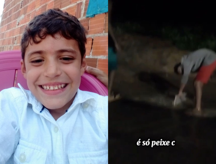 Júlio Ribeiro, 8 anos, faz sucesso com vídeos narrando alagamentos em Caucaia  