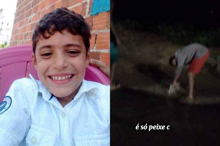 Júlio Ribeiro, 8 anos, faz sucesso com vídeos narrando alagamentos em Caucaia 