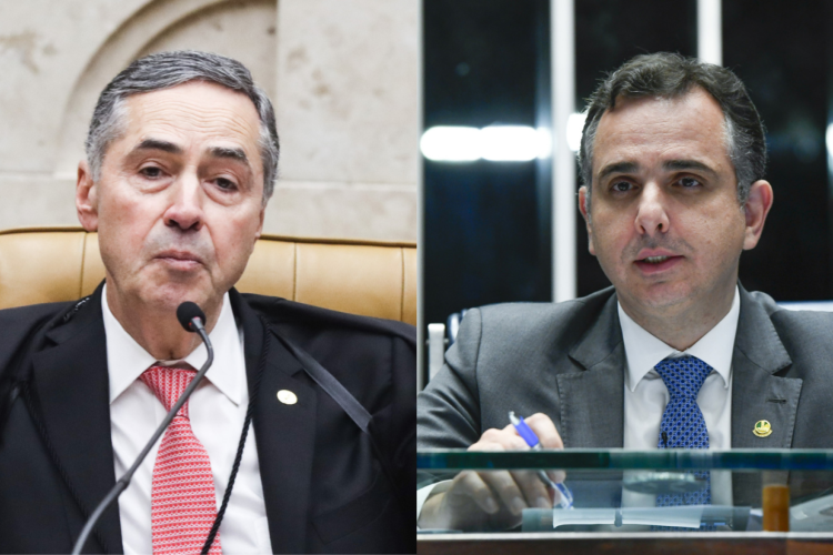 Presidente do Supremo Tribunal Federal, ministro Luís Roberto Barroso, e presidente do Senado, Rodrigo Pacheco (PSD-MG)