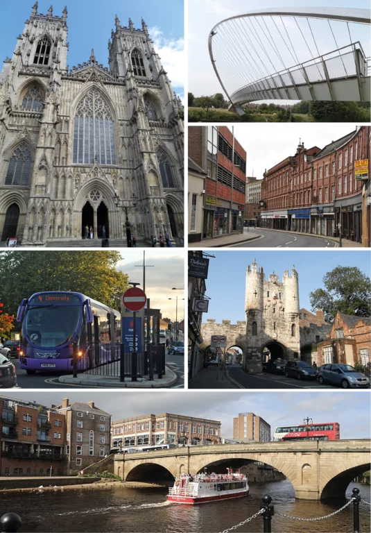 York (Inglaterra) - Fica na região de North Yorkshire. Criada pelos romanos em 71, por séculos se manteve como importante centro comercial. A enorme catedral gótica do século 13 chama a atenção. Até hoje, a cidade tem muralhas em ambos os lados do rio Ouse. Sua população é de 158 mil moradores. 
