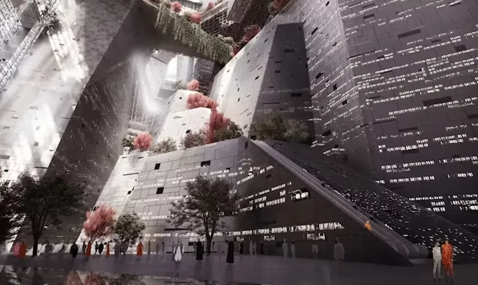 O objetivo do príncipe árabe é que, já em 2030, 1 milhão de pessoas estejam morando em The Line. E depois a meta é alcançar 9 milhões. 