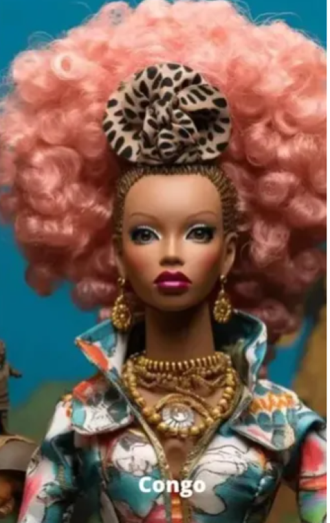 Os usuários receberam elogios pela diversidade retratada nas bonecas, e a Barbie do Congo destaca isso muito bem. Cabelos e semblante que refletem a etnia.  