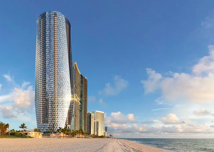 O prédio, chamado Bentley Residences, terá 61 andares e será bem alto, com cerca de 228 metros. 