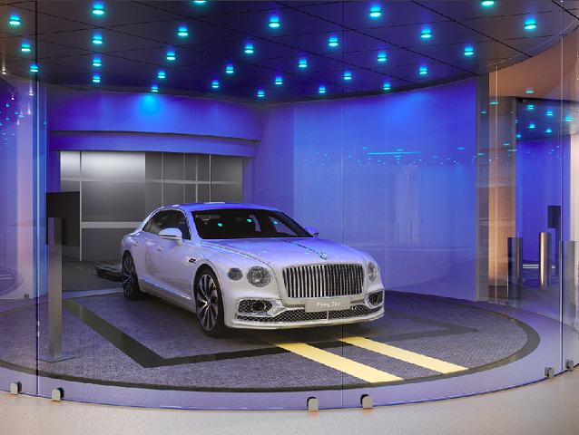 Esse equipamento pode mover o carro para cima ou para baixo até o andar desejado. 