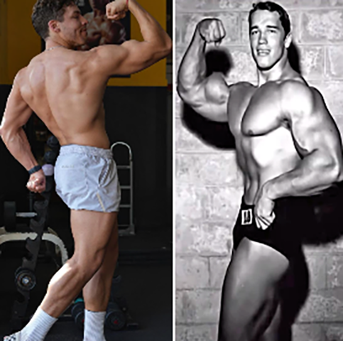 Além de ser parecido com o pai, Joseph compartilha o amor pelo fisiculturismo. Inclusive, ele já viralizou na internet por conta disso  Nesta foto, Joseph faz uma pose que lembrou muito o pai, mais jovem, na época do fisiculturismo 