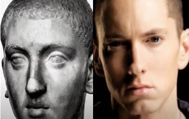 Alexandre Severo (208-235), o último imperador da Dinastia dos Severos, no Império Romano, e o rapper e compositor Eminem. Será que forçaram a barra nesse?