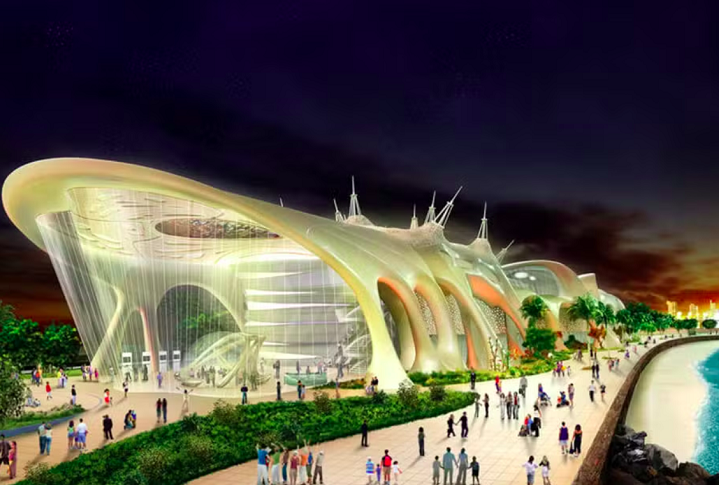 O projeto previa um elevador panorâmico à beira-mar, 25 tanques para animais, esculturas, fontes e até um navio naufragado. A expectativa era abrigar 35 mil animais!
