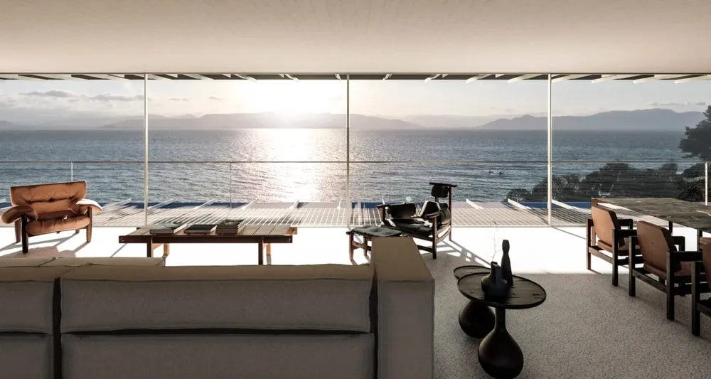 A casa possui 20 cômodos e foi projetada com a ideia de abrigar  um casal jovem, com dois filhos adolescentes.