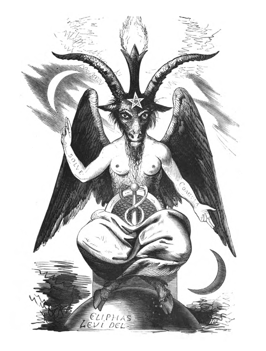A representação mais conhecida de Baphomet foi criada por Eliphas Lévi (1810-1875) - escritor, ocultista e filósofo francês, um dos expoentes do ocultismo moderno. Autor de obras como Dogma e Ritual da Alta Magia, ele combinou cabala, alquimia e misticismo cristão em sua abordagem esotérica. Influenciou tradições ocultistas posteriores, como a Teosofia e a Ordem Hermética da Aurora Dourada.