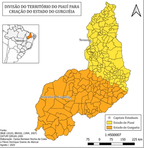 Gurgueia (igual ao nome do principal rio) ocuparia 60% do atual território piauiense e teria 87 municípios, na parte sul. A capital seria Alvorada do Gurgueia. O Piauí manteria a capital Teresina, no norte do atual território.