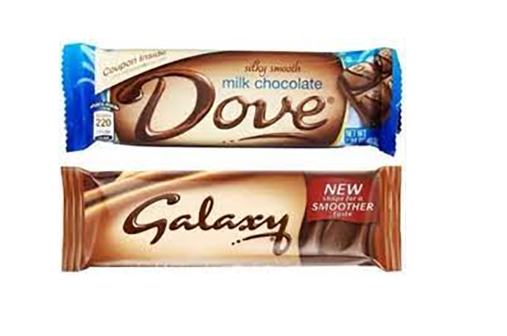 O chocolate Dove, também produzido pela Mars, foi lançado em 1939 e leva esse nome na maioria dos países. Mas é chamado de Galaxy na Grã-Bretanha, no Egito e na Índia. 