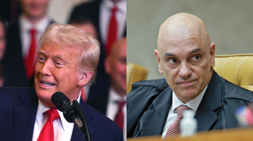 Donald Trump, presidente dos Estados Unidos, e Alexandre de Moraes, ministro do Supremo Tribunal Federal (STF)