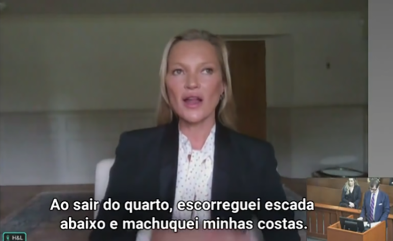 Kate Moss afirmou que nunca foi vítima de qualquer agressão por parte de Johnny Depp. E contou que caiu da escada porque escorregou ao sair do quarto.