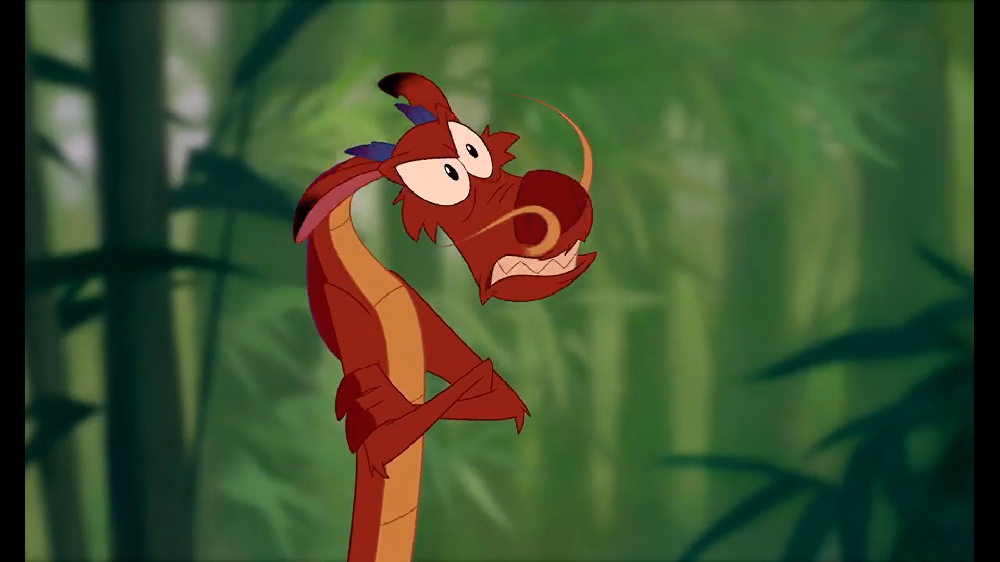 Mushu - Um dos personagens mais icônicos de “Mulan”, animação da Disney de 1998. Inspirado no folclore chinês, Mushu encantou os fãs graças à sua personalidade sagaz e à dublagem inesquecível de Eddie Murphy.