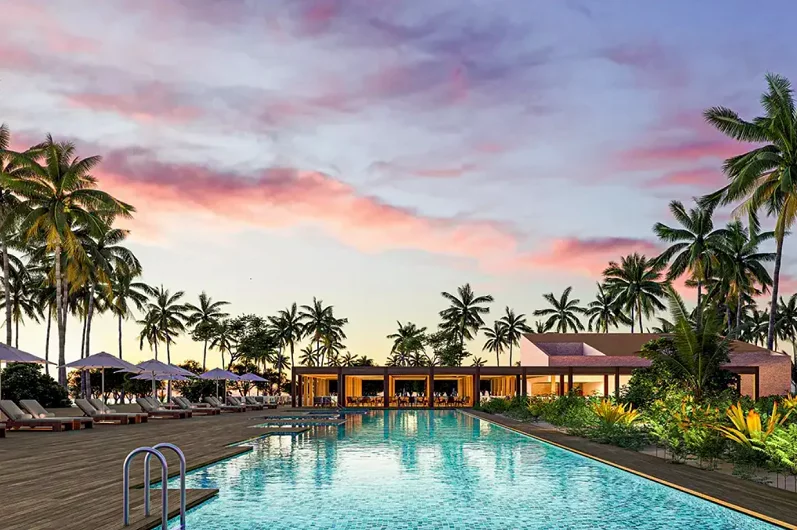 A praia em que o resort está localizado foi descrita como idílica -- como se o lugar fosse um sonho -- e oferece vistas deslumbrantes para o mar a partir das varandas dos quartos.