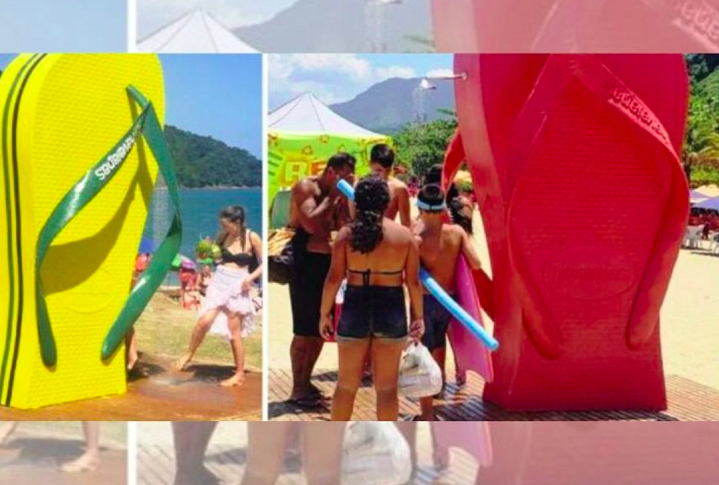 Os chuveirões, feitos com fibra de vidro, foram criados junto com a Agência Provis, especializada em ações ao ar livre.