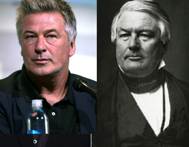 Millard Fillmore (1800-1874), que foi presidente dos EUA de 1850 a 1853, com uns quilinhos a menos seria a cara do ator americano Alec Baldwin. 