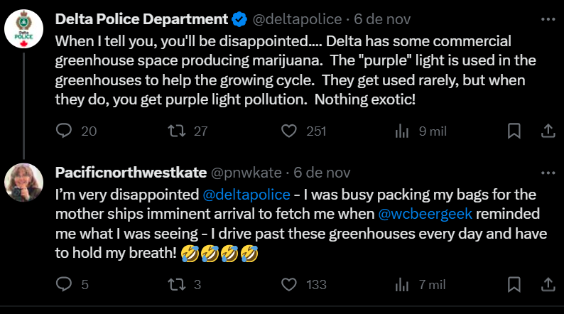 A mulher que publicou o vídeo respondeu a polícia com bom humor: Estava ocupada fazendo as malas para a chegada iminente da nave-mãe vindo me buscar, brincou.