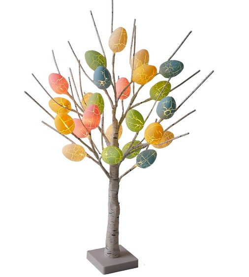 Esse outro tipo está na faixa de R$ 240. Tem ovos de diversas cores, decorados com filetes dourados, e os galhos podem receber iluminação. 