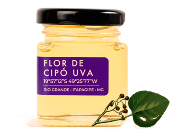 Mel de cipó-uva - Muito usado na medicina popular, ajuda a aliviar cólicas intestinais, dores nos rins, atua como desintoxicante natural e ajuda o corpo a reter magnésio. Tem coloração âmbar clara e sabor adocicado.  