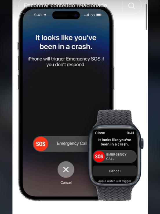 Nesse momento, o dispositivo ativou a funcionalidade de “Detecção de Acidentes” e entrou em contato com os serviços de emergência do país.