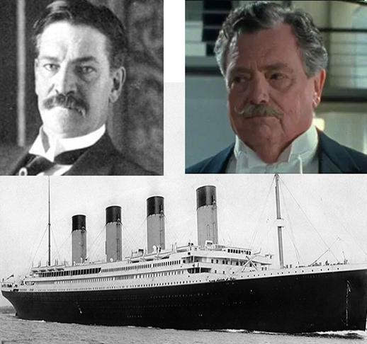 Archibald Gracie IV (por Bernard Fox) - O coronel ajudou passageiros, sobreviveu e escreveu um livro sobre a tragédia. Mas sofreu sequelas da hipotermia e das lesões físicas sofridas e morreu oito meses após o naufrágio. Ele estava tão traumatizado que suas últimas palavras foram Devemos levar todos para os botes. 