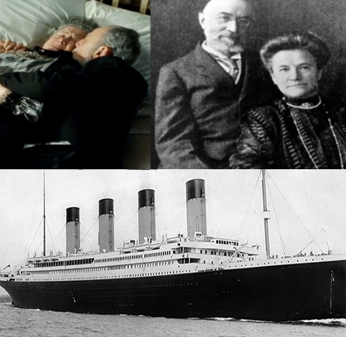 Isidor e Ida Straus (por Lew Palter e Elsa Raven) - O casal era dono da rede de lojas Macy's.  Isidor Straus, 67 anos, e a esposa Ida Straus, 63, morreram no naufrágio. 