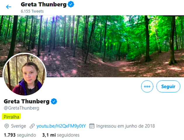“É impressionante a imprensa dar espaço para uma pirralha dessa aí, pirralha, declarou Bolsonaro na ocasião. Momentos depois, Greta ironizou e mudou seu perfil no X (antigo Twitter) para “pirralha”.
