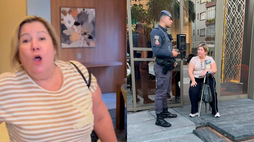 Adriana Catarina, fazendo ataques homofóbicos em condomínio de São Paulo