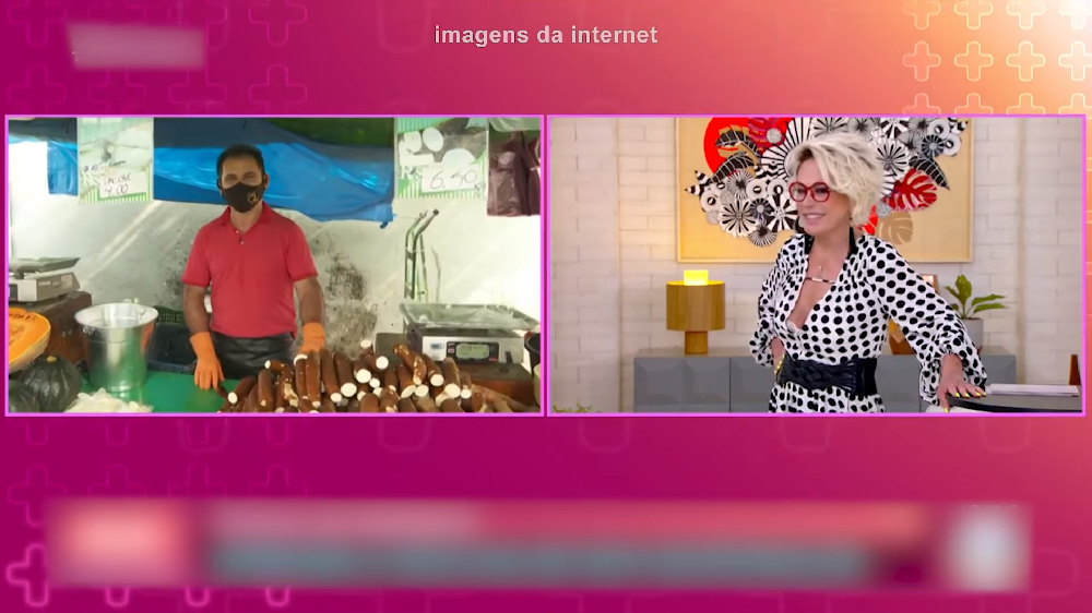 Na conversa com o vendedor, ela falou: A gente está com a mandioca fininha e com mandiocão igual ao do senhor, arrancando risadas das pessoas na web.