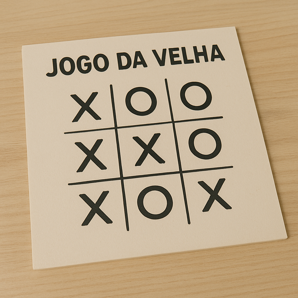 Jogo da velha – Um jogo simples em que dois jogadores tentam formar uma linha com três símbolos iguais em um tabuleiro 3x3.
