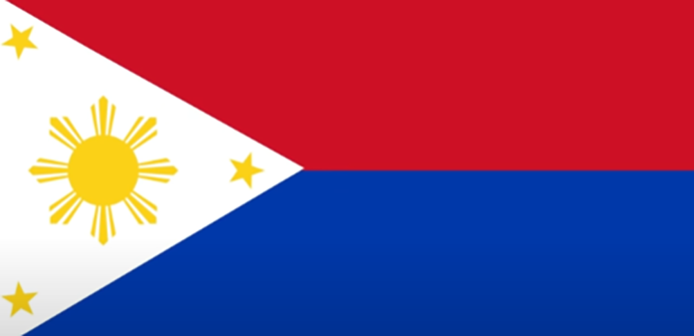Mas se as Filipinas entram em guerra, as faixas se invertem e o azul vai para baixo. O vermelho passa a ficar no topo.  O triângulo lateral com sol e estrelas não muda. 