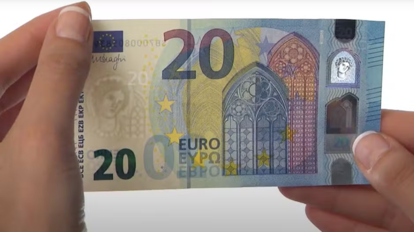 A atual nota de 20 euros. Em 2025, o BCE criou um júri e lançou um concurso para o desenho das novas notas 