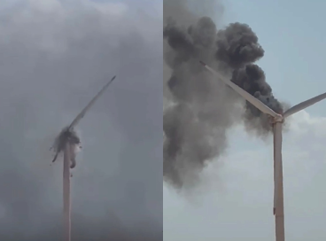 Incêndio atinge aerogerador em Aracati  