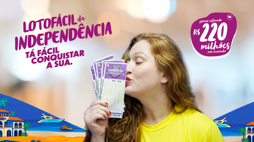 Lotofácil da Independência, com estimativa de R$ 220 milhões, segundo a Caixa Econômica Federal
