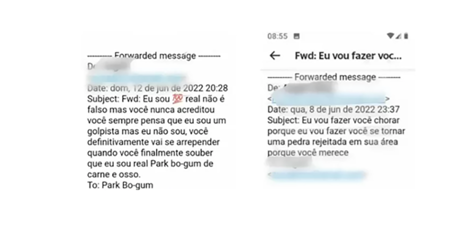 Quando a vítima desconfiou, o golpista enviou mensagens que incluíam ameaças. Disse que iria fazer com que ela chorasse. 