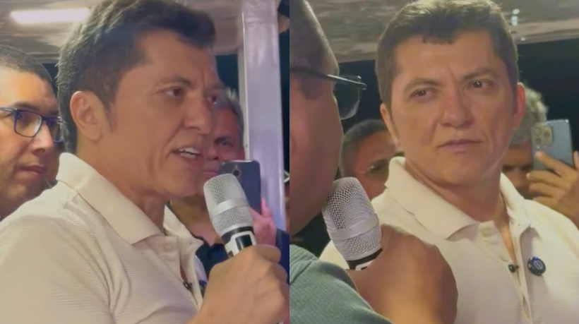 Prefeito de Ararendá, Aristeu Eduardo (PT), discursou na inauguração de uma praça pública no município