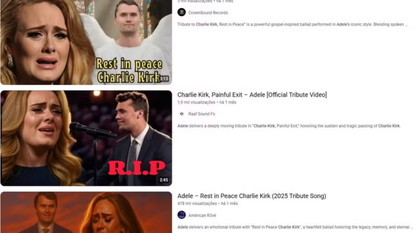 Músicas criadas por IA para homenagear Charlie Kirk são disponibilizadas no YouTube 
