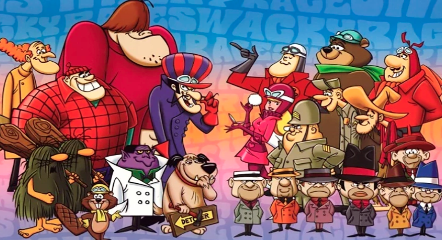 Corrida Maluca (1968) - Conta as peripécias de Dick Vigarista e seu cão Motley no carro (Máquina do Mal) para atrapalhar os outros 10 concorrentes, entre eles Penélope Charmosa e Quadrilha da Morte. Série de sucesso. Mas só teve uma temporada e 34 episódios . Todos ganharam alguma prova, exceto Dick Vigarista.