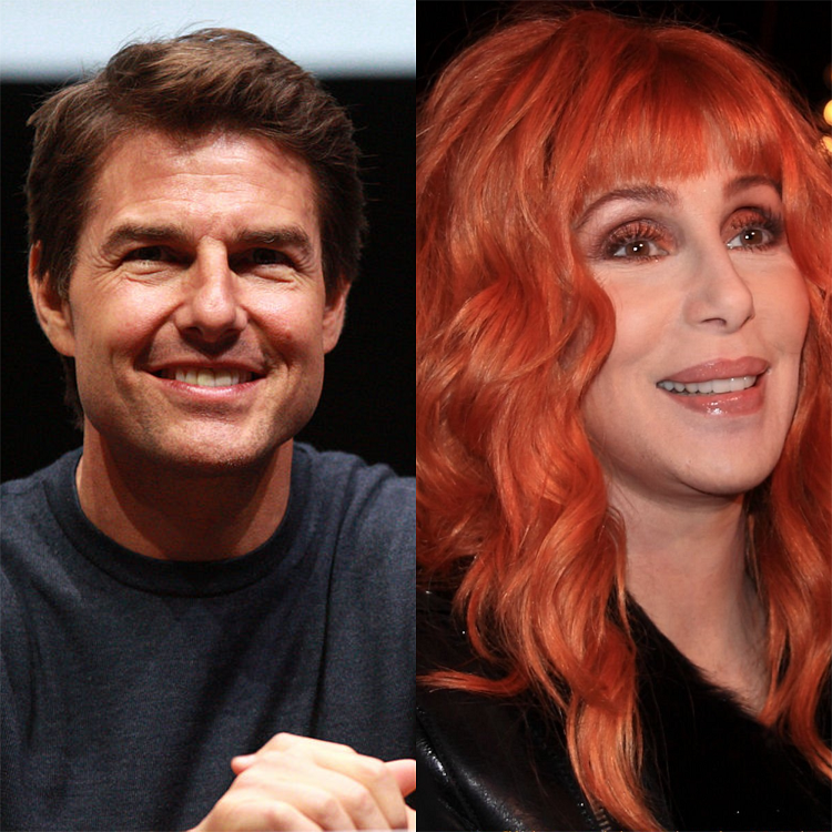 Tom Cruise e Cher: O astro e a cantora começaram a namorar em 1985, após a festa de casamento da Madonna. O romance durou apenas alguns meses, mas deu o que falar na época!