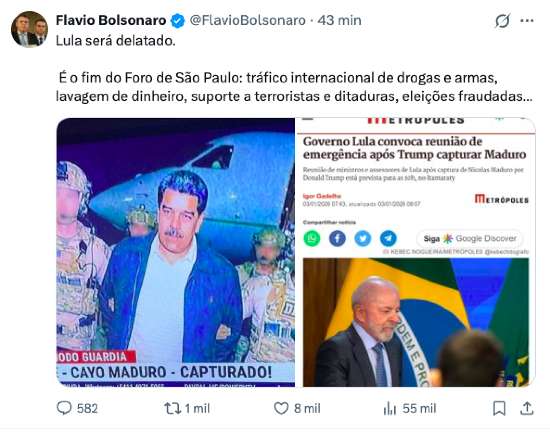 Direita brasileira se manifesta sobre últimos acontecimentos na Venezuela