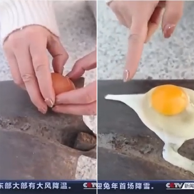 O ovo congela em segundos diante da câmera!