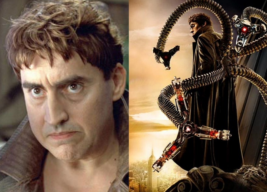 <p>Alfred Molina/Dr Octopus – O ator britânico, nascido em Londres em 24/5/1953, é o intérprete do Dr.Octopus, arqui-inimigo do Homem-Aranha. Ele aparece nos filmes “Homem-Aranha 2” (2004) e “Homem-Aranha Sem Volta Para Casa” (2021).</p>
