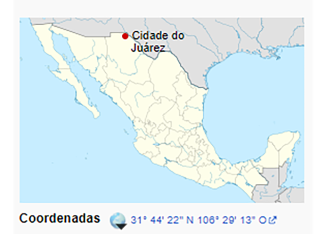 <p>Ciudad Juárez fica na fronteira com os Estados Unidos. É vizinha de El Paso, no estado americano do Texas. Uma das maiores cidades do México, tem 1,3 milhão de habitantes.</p>
