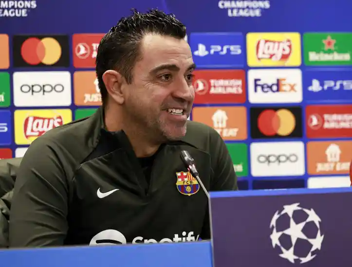 Xavi, técnico do Barcelona, em coletiva de imprensa de pré-jogo 